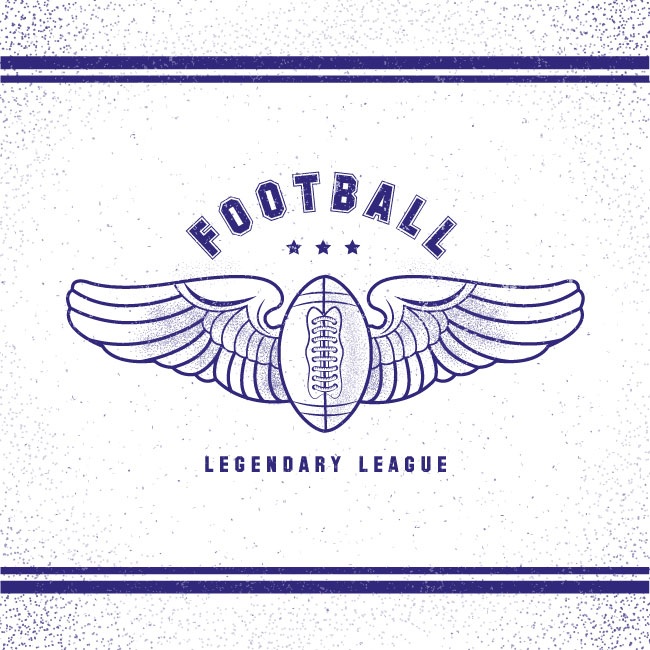 带翅膀的橄榄球图标logo设计