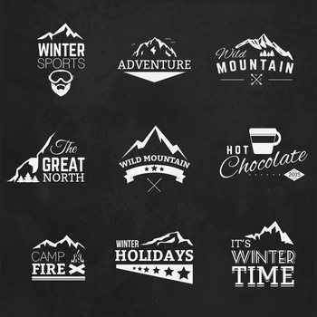 雪山登山矢量标志logo