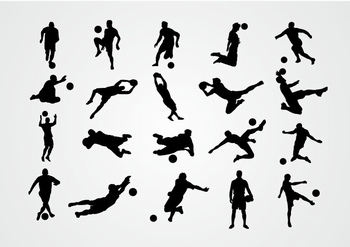 足球的运动员各种姿势剪影