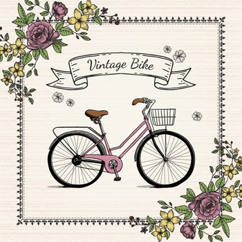 粉色的自行车手绘插画