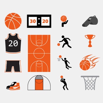 关于篮球运动的各种元素矢量图片素材
