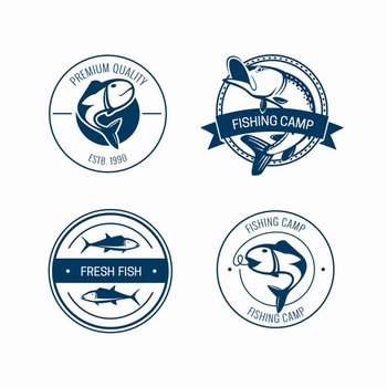 关于钓鱼运动的矢量标志logo设计