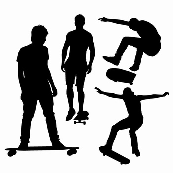 玩滑板的年轻人剪影图片