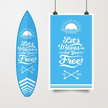 冲浪板图案插画海报设计