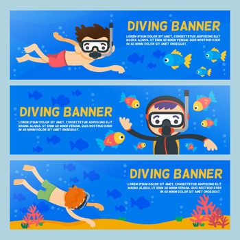 儿童潜水插画banner设计