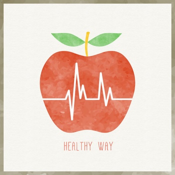 苹果心电图健康概念插画设计