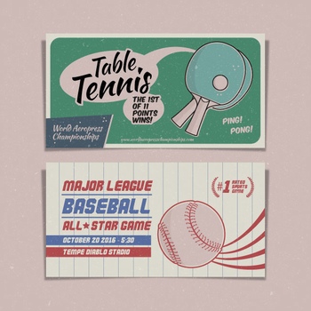 复古风格的乒乓球和垒球banner插画