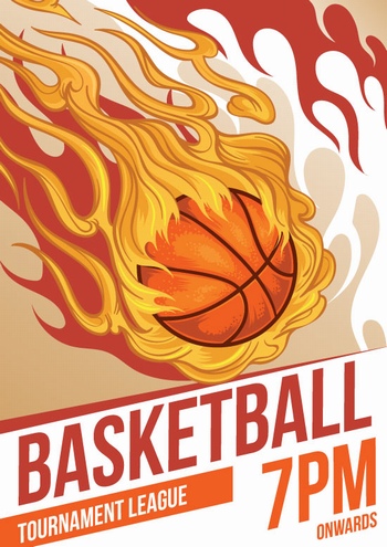 带着火焰的篮球插画海报设计