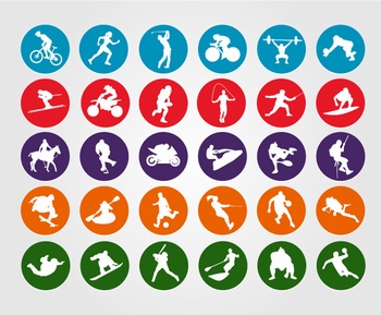 各种体育运动姿势剪影图标设计