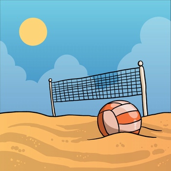 沙滩排球手绘插画设计