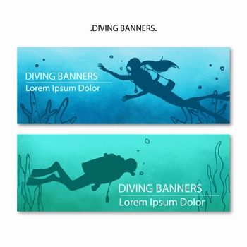 海底潜水插画banner设计
