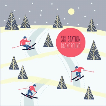 滑雪运动插画图案