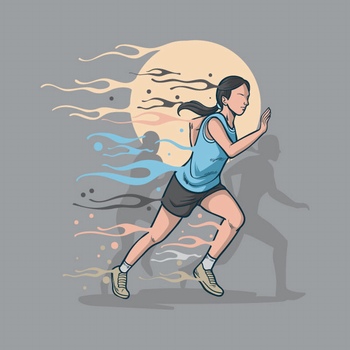 跑步带风的女运动员