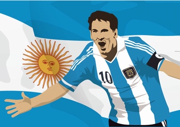 阿根廷足球队梅西矢量插画设计