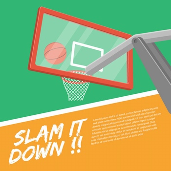 篮球和玻璃篮板矢量插画设计