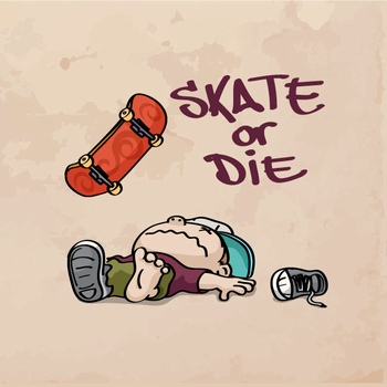 玩滑板摔倒躺在地上的少年