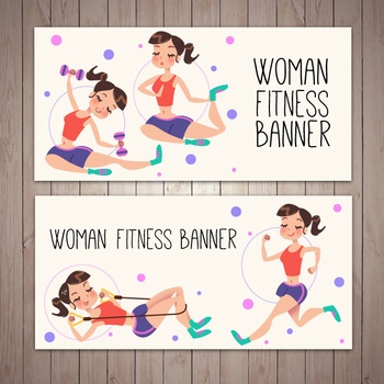 女性减肥运动插画设计
