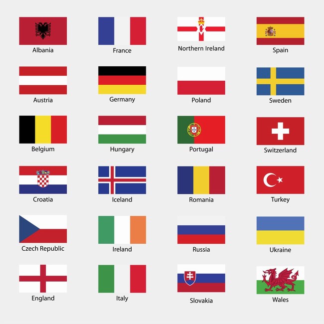 多个国家的国旗矢量图