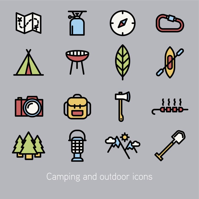 户外野营旅游探险图标设计