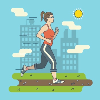 跑步的女人插画设计