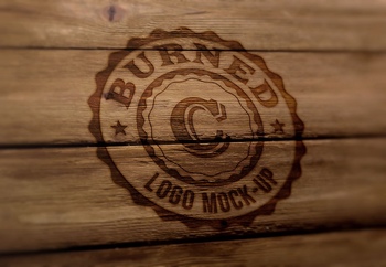 印在木板上的logo样机