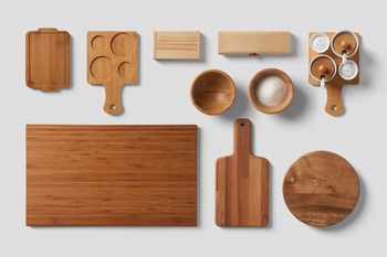 一套原生态木制品厨具品牌VI展示样机模板