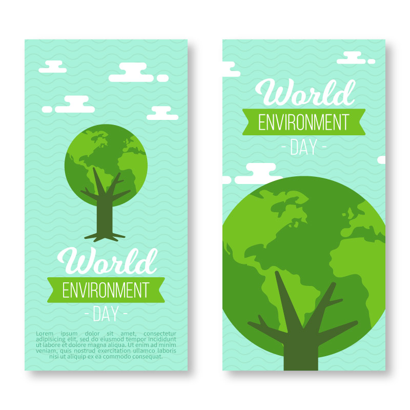 绿色地球树插画设计