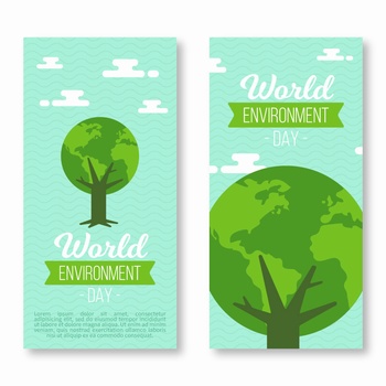 绿色地球树插画设计