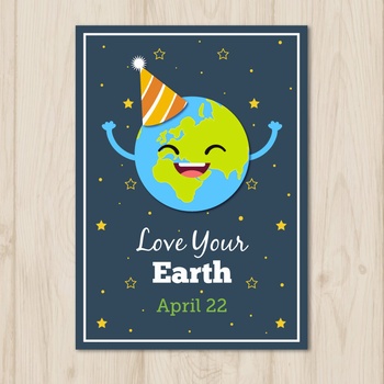 環保主題快樂開心的地球插畫設計圖片