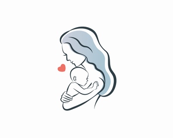 妈妈抱着婴儿的插画
