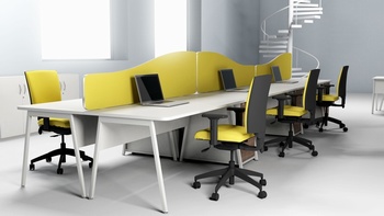 黄色办公桌设计