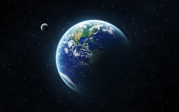 宇宙中的地球和月球