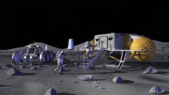 登陆月球表面的三维插画
