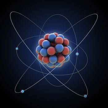 原子由原子核和绕核运动的电子组成示意图