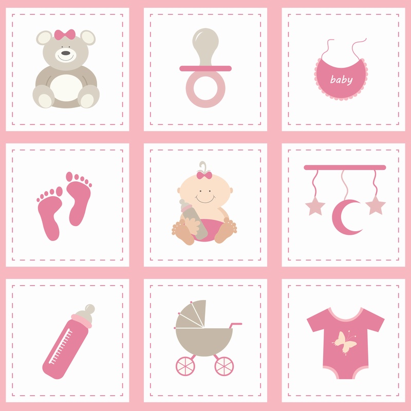 粉色婴儿卡通元素图标