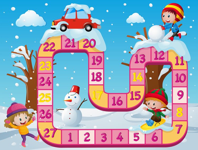 冬天下雪主题的数字迷宫