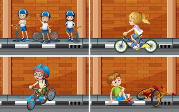 骑自行车的小孩子