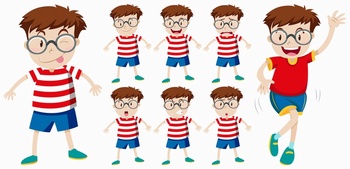 戴眼镜的小男孩卡通形象设计