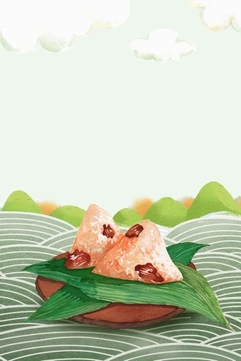 水彩手绘端午节粽子海报背景