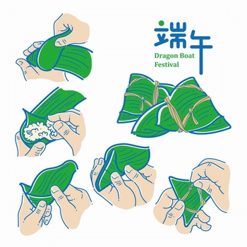 手绘端午节包粽子的方法步骤