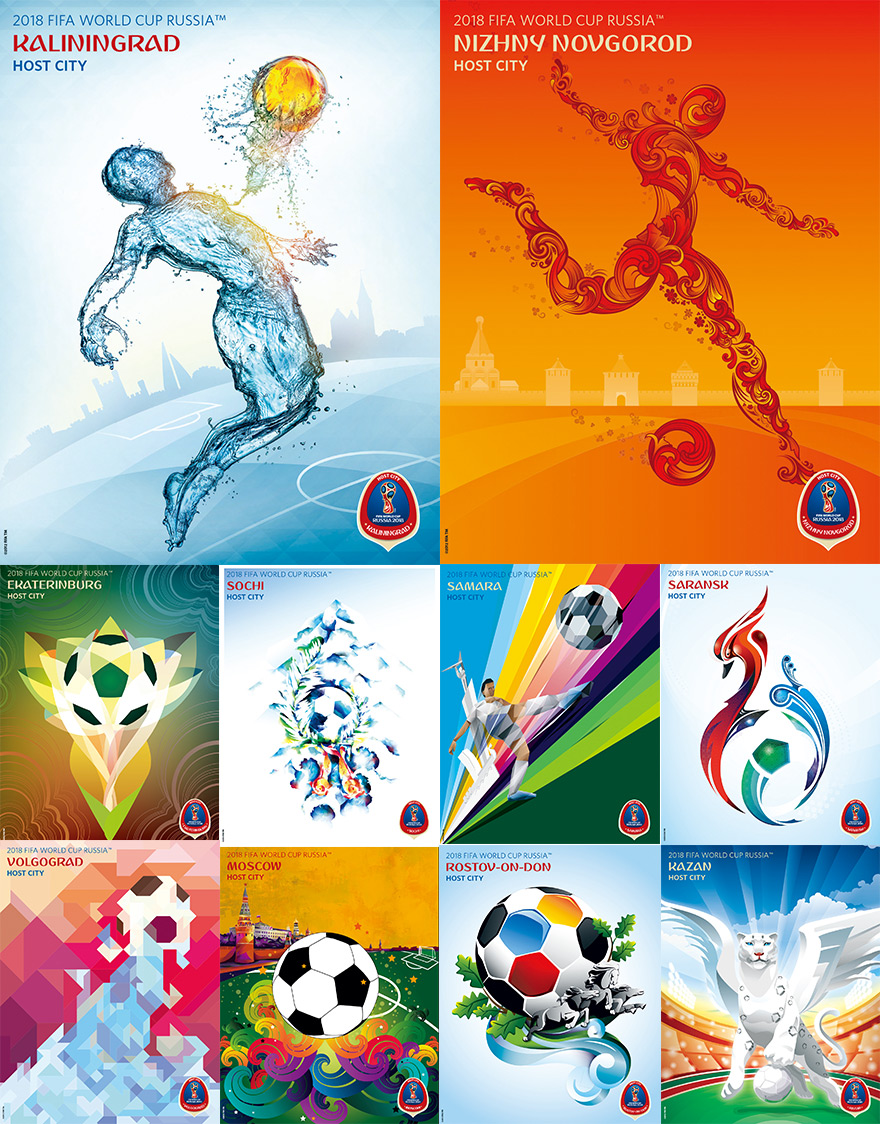 2018俄罗斯世界杯11个城市海报设计