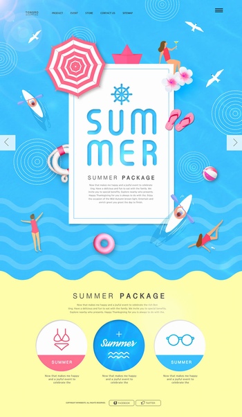 夏季時尚電商促銷專題頁面模板設計