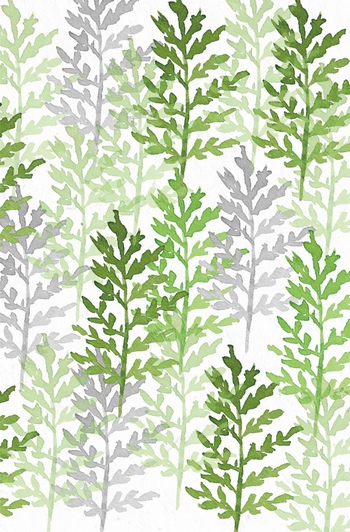 水彩手绘绿色植物叶子墙纸背景图案