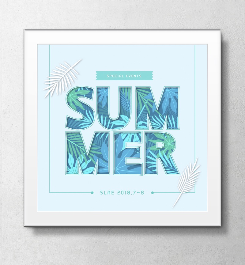 夏季summer英文字母促销海报素材