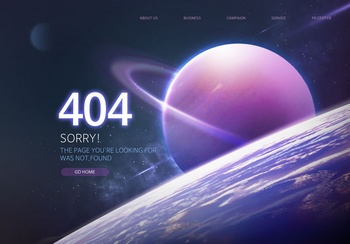 宇宙太空主题的网页404页面设计