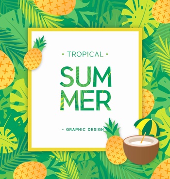 夏季菠萝背景元素促销海报素材