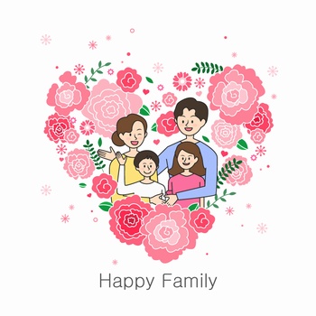 一家人的幸福手绘插画