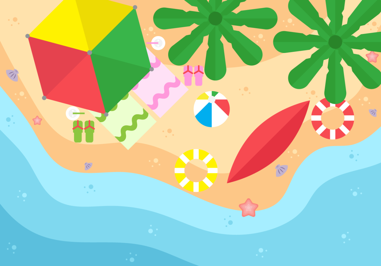 热带海滩旅游度假矢量插画