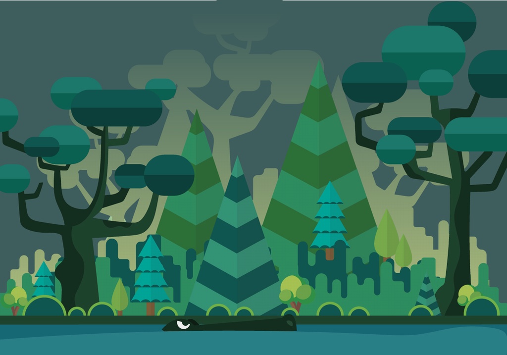 几何风格的野外森林矢量插画