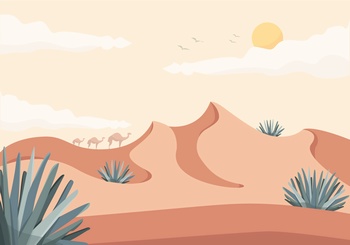 沙漠景色矢量插画